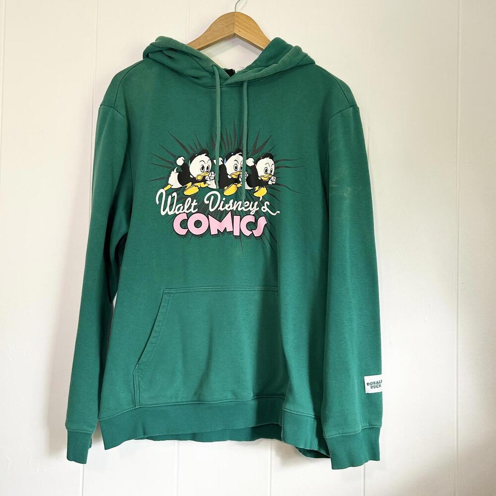 Walt Disney Huey Dewie Louie Donald Duck Long Sleeve Pullover Hoodie Men's Large
